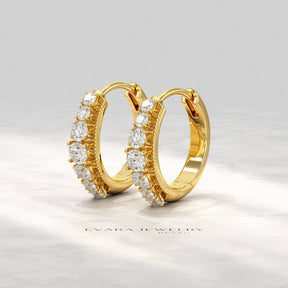 Graduating Lab Grown Diamond Diamond Hoop Earrings - Evara Jewelry LLC
