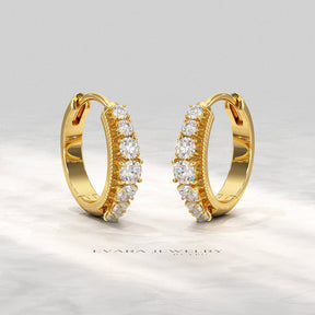 Graduating Lab Grown Diamond Diamond Hoop Earrings - Evara Jewelry LLC