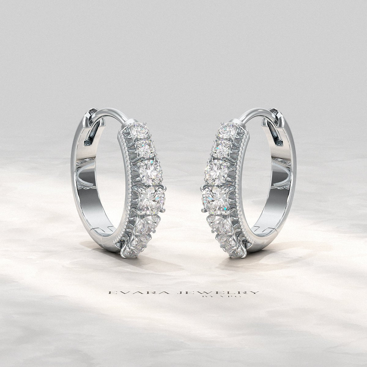 Graduating Lab Grown Diamond Diamond Hoop Earrings - Evara Jewelry LLC