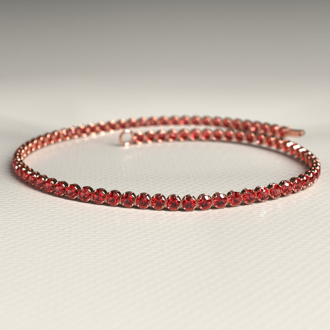 Red Garnet Tennis Bracelet in 14K/18K Solid Gold / Custom Red Stacking Bracelet / January Birthstone Bracelet