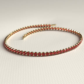 Red Garnet Tennis Bracelet in 14K Solid Gold / Custom Red Stacking Bracelet / January Birthstone Bracelet