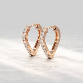 Heart Shape Prong Set Diamond Hoop Earrings - Evara Jewelry LLC