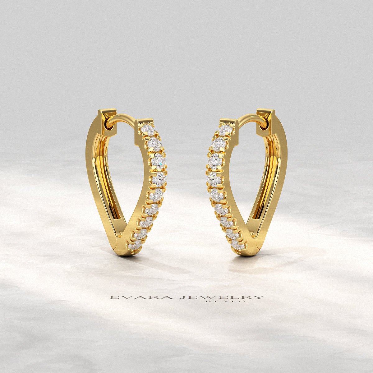 Heart Shape Prong Set Diamond Hoop Earrings - Evara Jewelry LLC