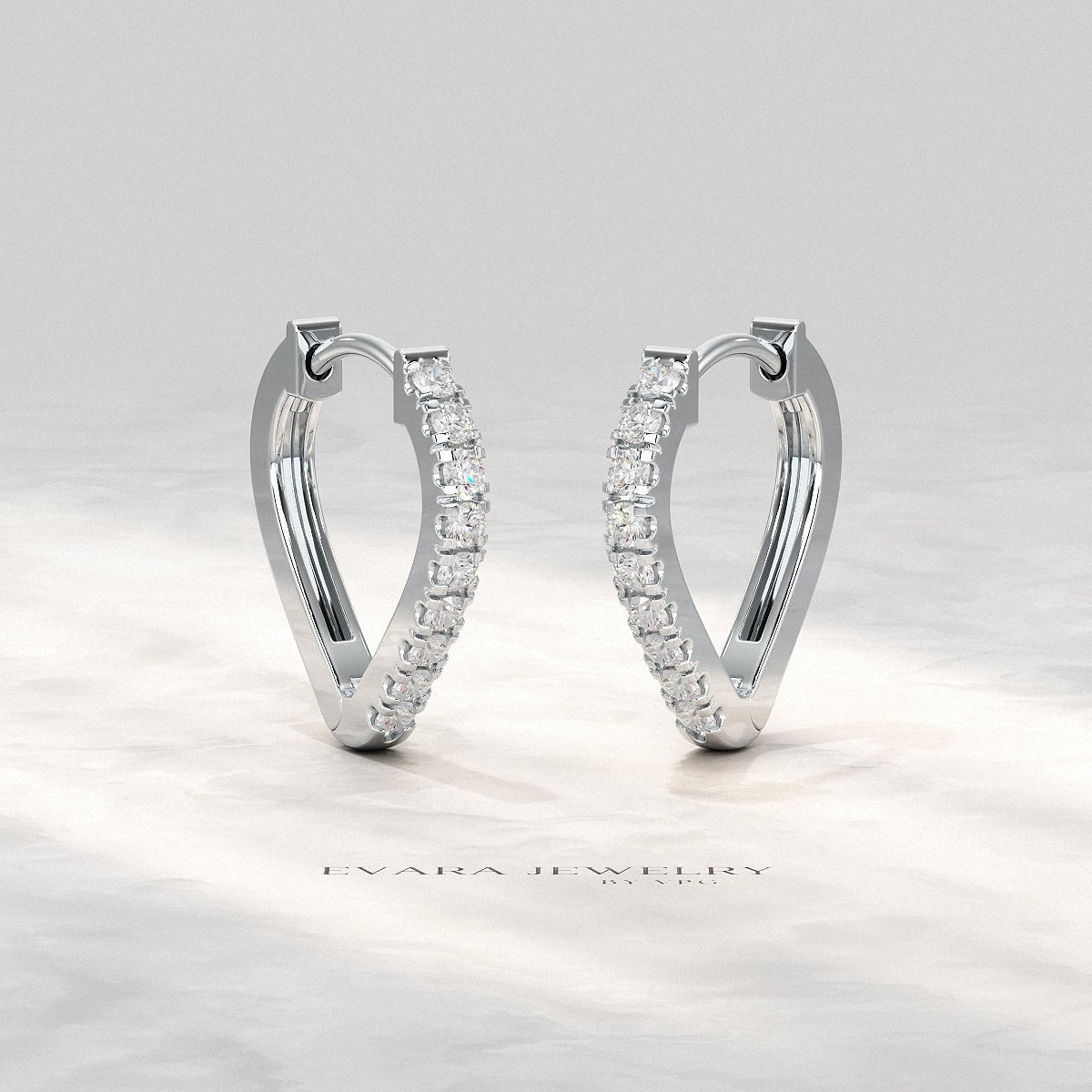 Heart Shape Prong Set Diamond Hoop Earrings - Evara Jewelry LLC