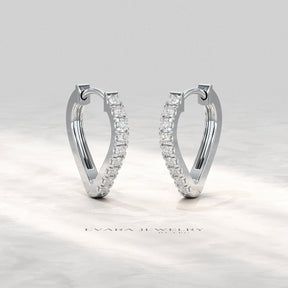 Heart Shape Prong Set Diamond Hoop Earrings - Evara Jewelry LLC