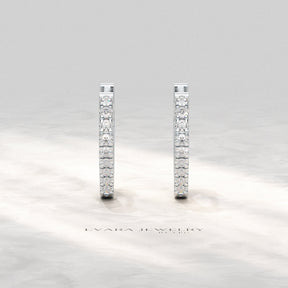 Heart Shape Prong Set Diamond Hoop Earrings - Evara Jewelry LLC