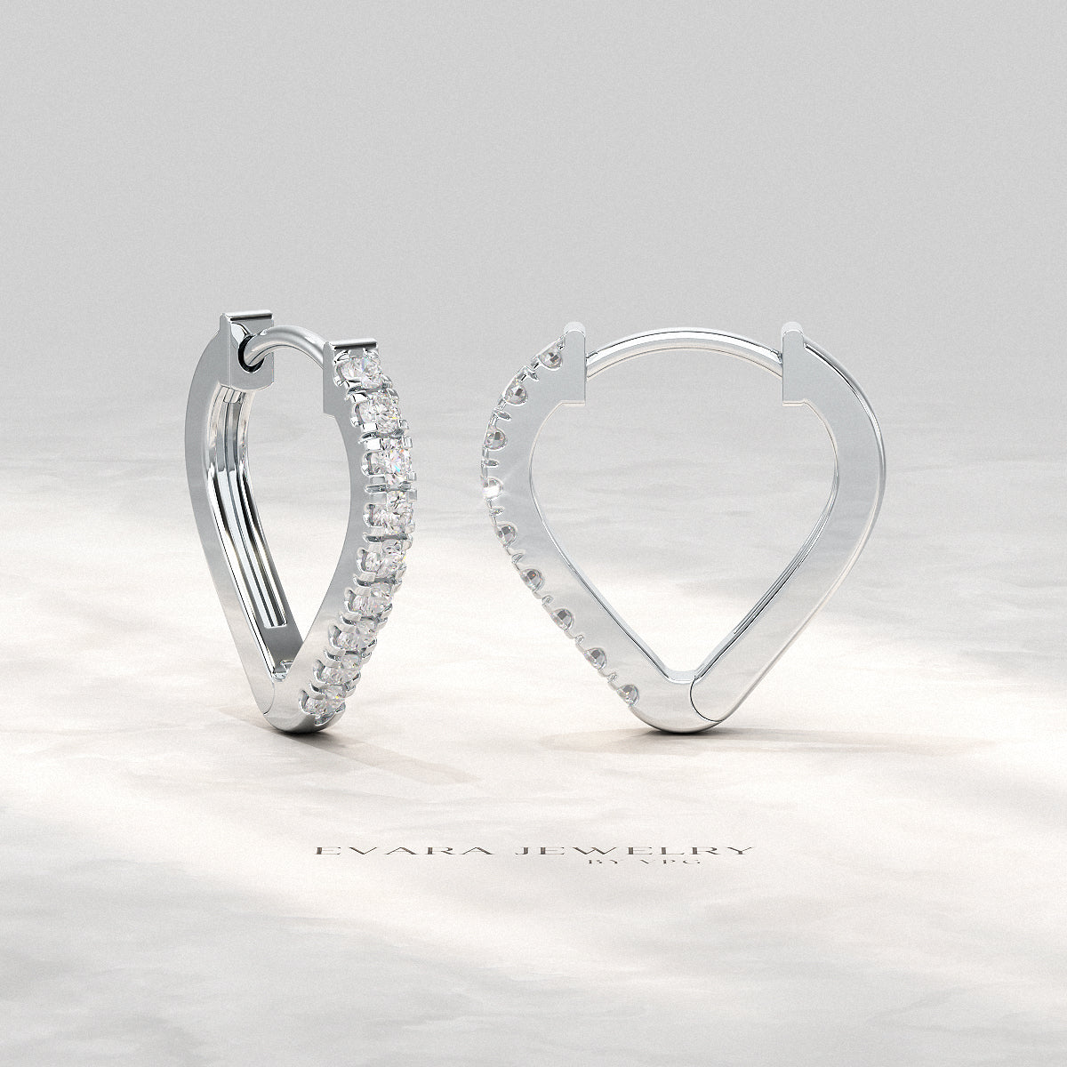 Heart Shape Prong Set Diamond Hoop Earrings - Evara Jewelry LLC