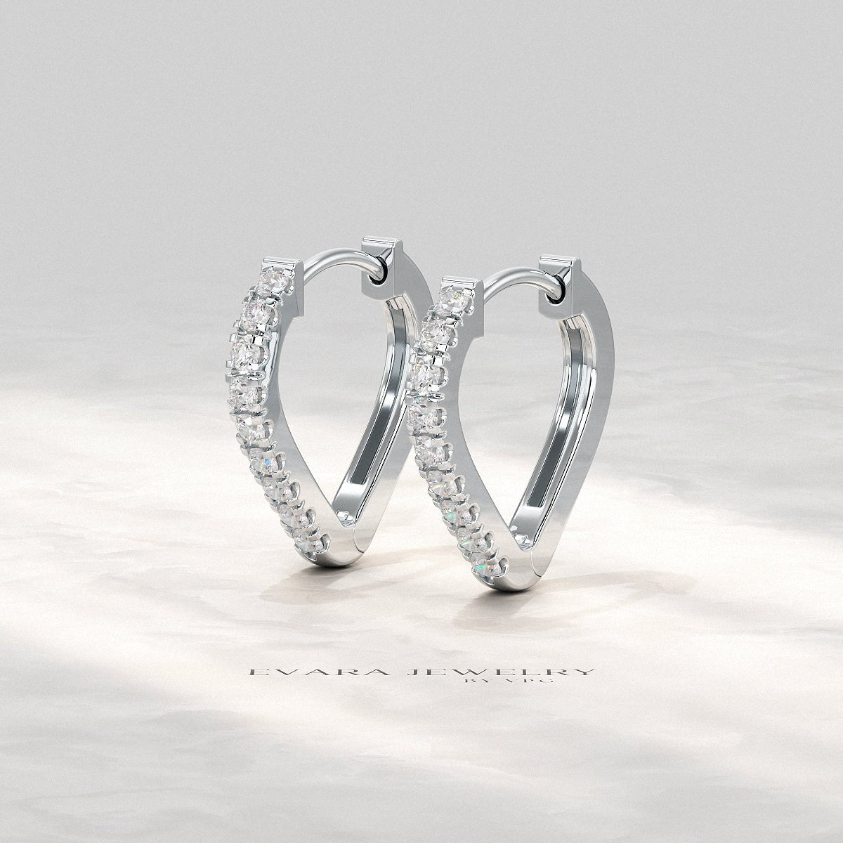 Heart Shape Prong Set Diamond Hoop Earrings - Evara Jewelry LLC
