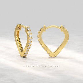 Heart Shape Prong Set Diamond Hoop Earrings - Evara Jewelry LLC