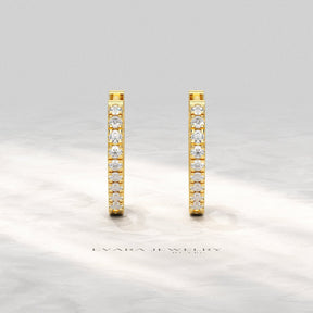 Heart Shape Prong Set Diamond Hoop Earrings - Evara Jewelry LLC