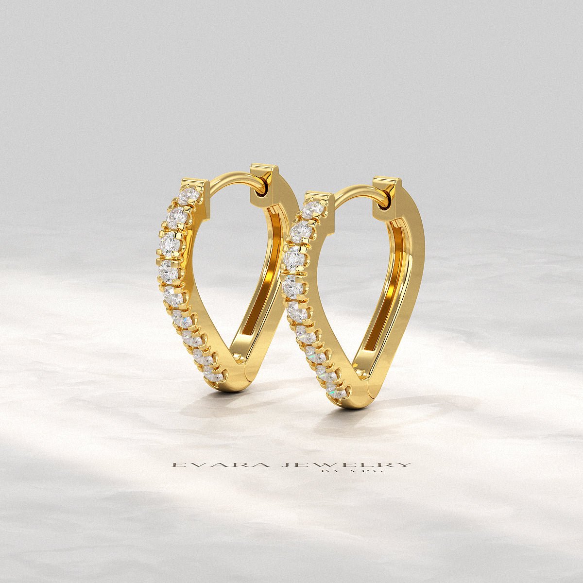 Heart Shape Prong Set Diamond Hoop Earrings - Evara Jewelry LLC