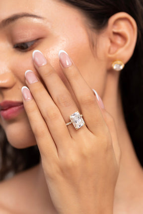 HUGE 10 Carat Radiant Cut Diamond Engagement Ring - Evara Jewelry LLC