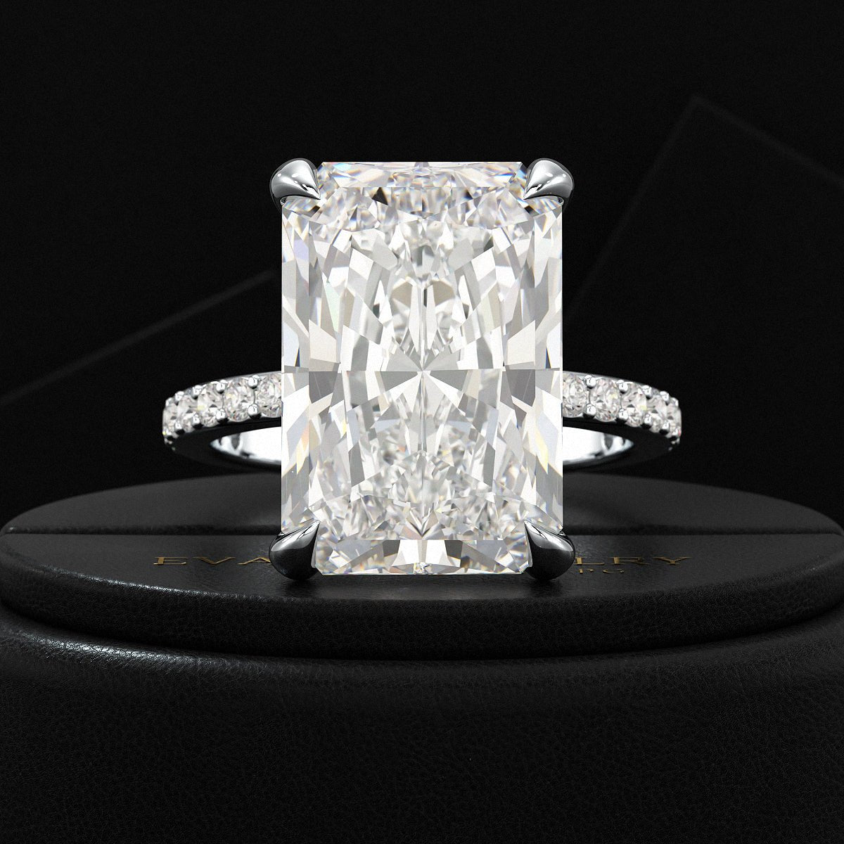HUGE 10 Carat Radiant Cut Diamond Engagement Ring - Evara Jewelry LLC