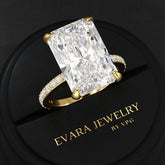 HUGE 10 Carat Radiant Cut Diamond Engagement Ring - Evara Jewelry LLC