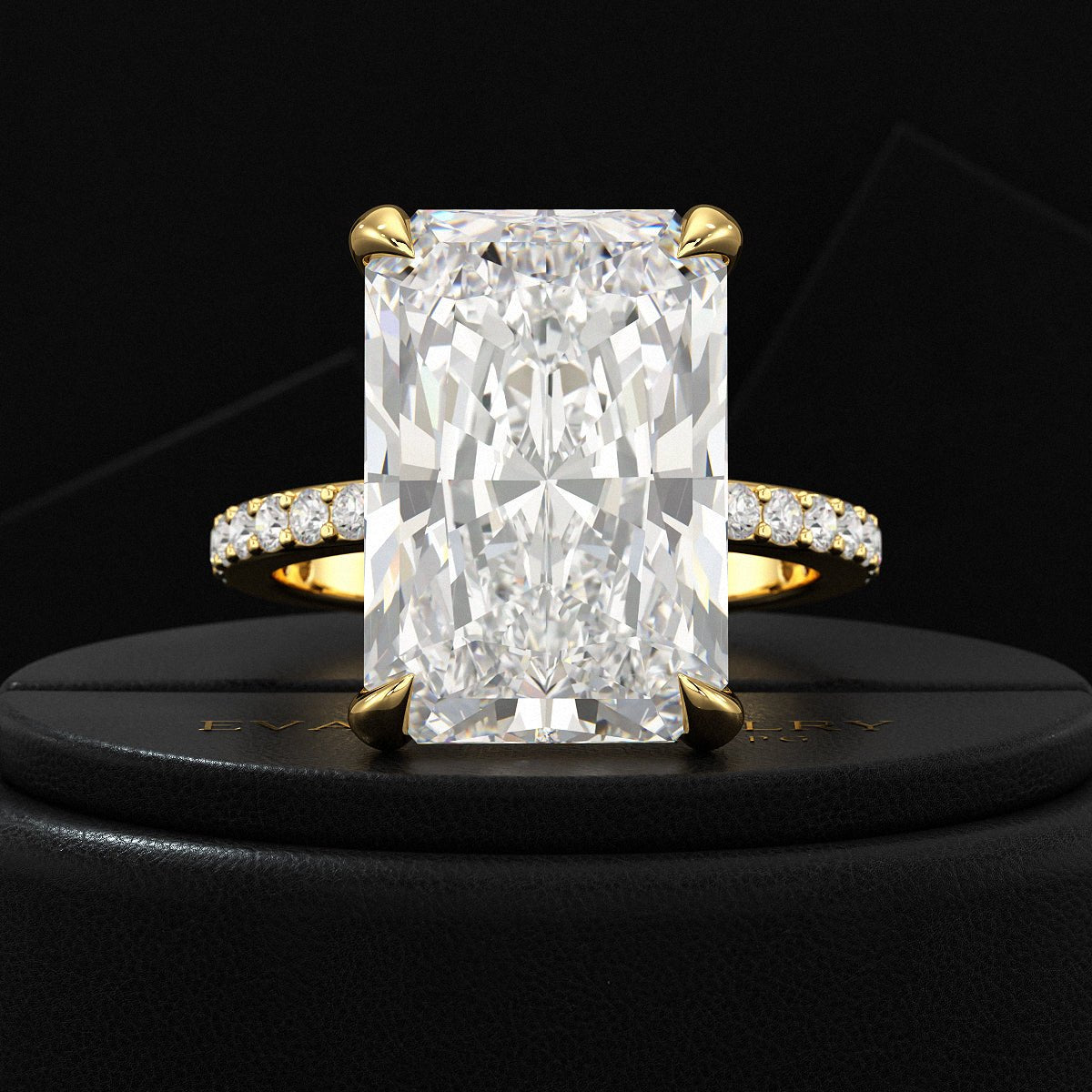HUGE 10 Carat Radiant Cut Diamond Engagement Ring - Evara Jewelry LLC