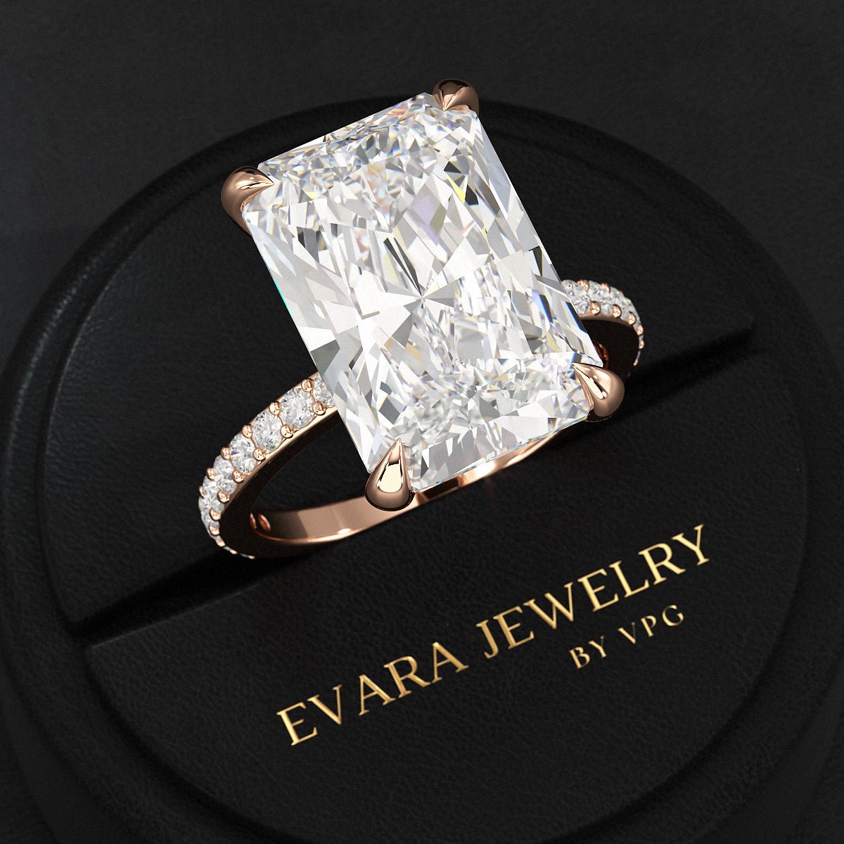 HUGE 10 Carat Radiant Cut Diamond Engagement Ring - Evara Jewelry LLC