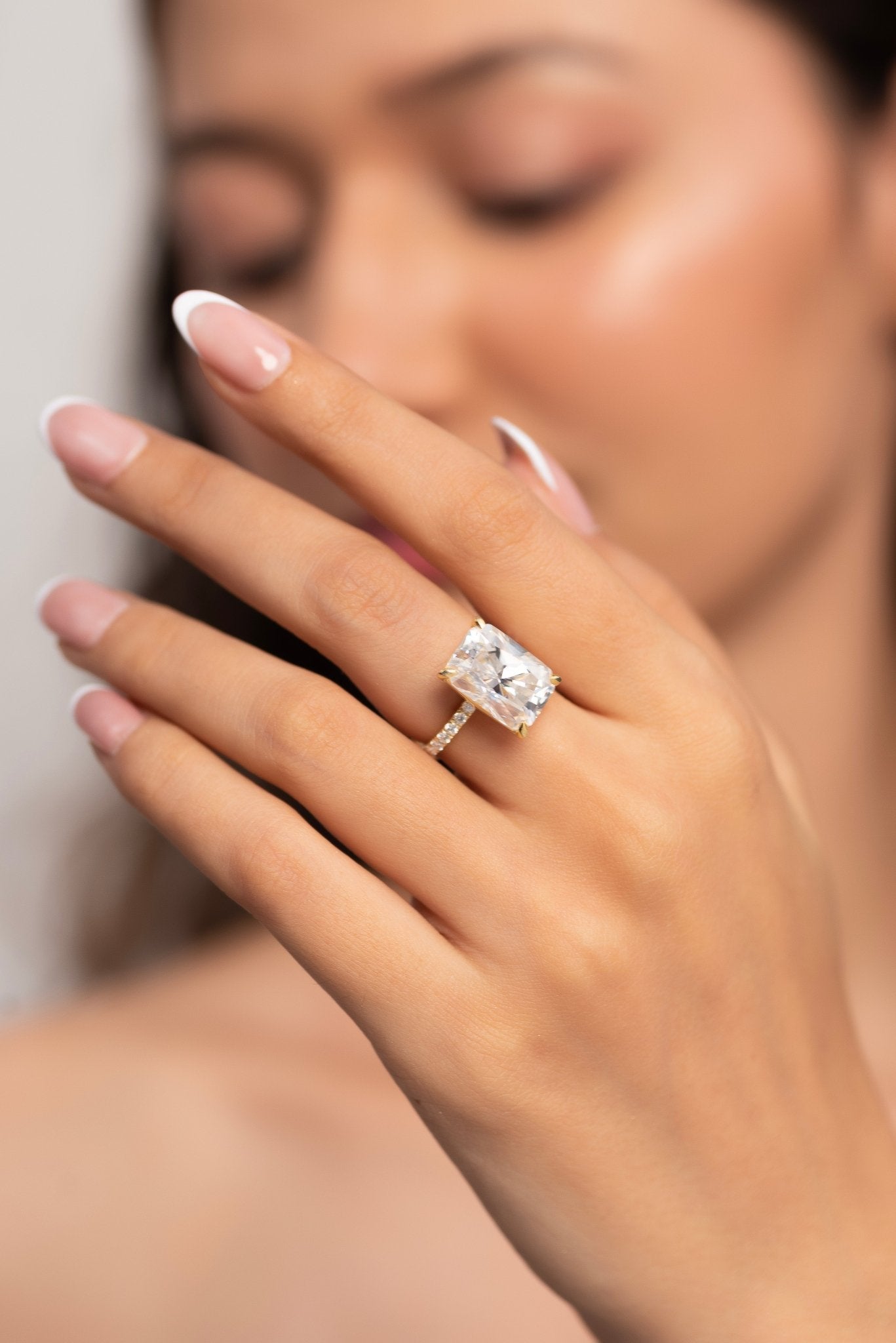 HUGE 10 Carat Radiant Cut Diamond Engagement Ring - Evara Jewelry LLC