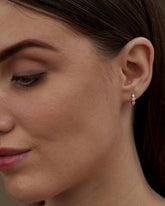 Lab Grown CVD Diamond Hoop Earrings: Three Stone Diamond Huggies, Birthday Gift for Her