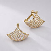2.44 Carat Lab Grown Diamond Pave Stud Earrings: Art Deco Studs, 14K Yellow Gold