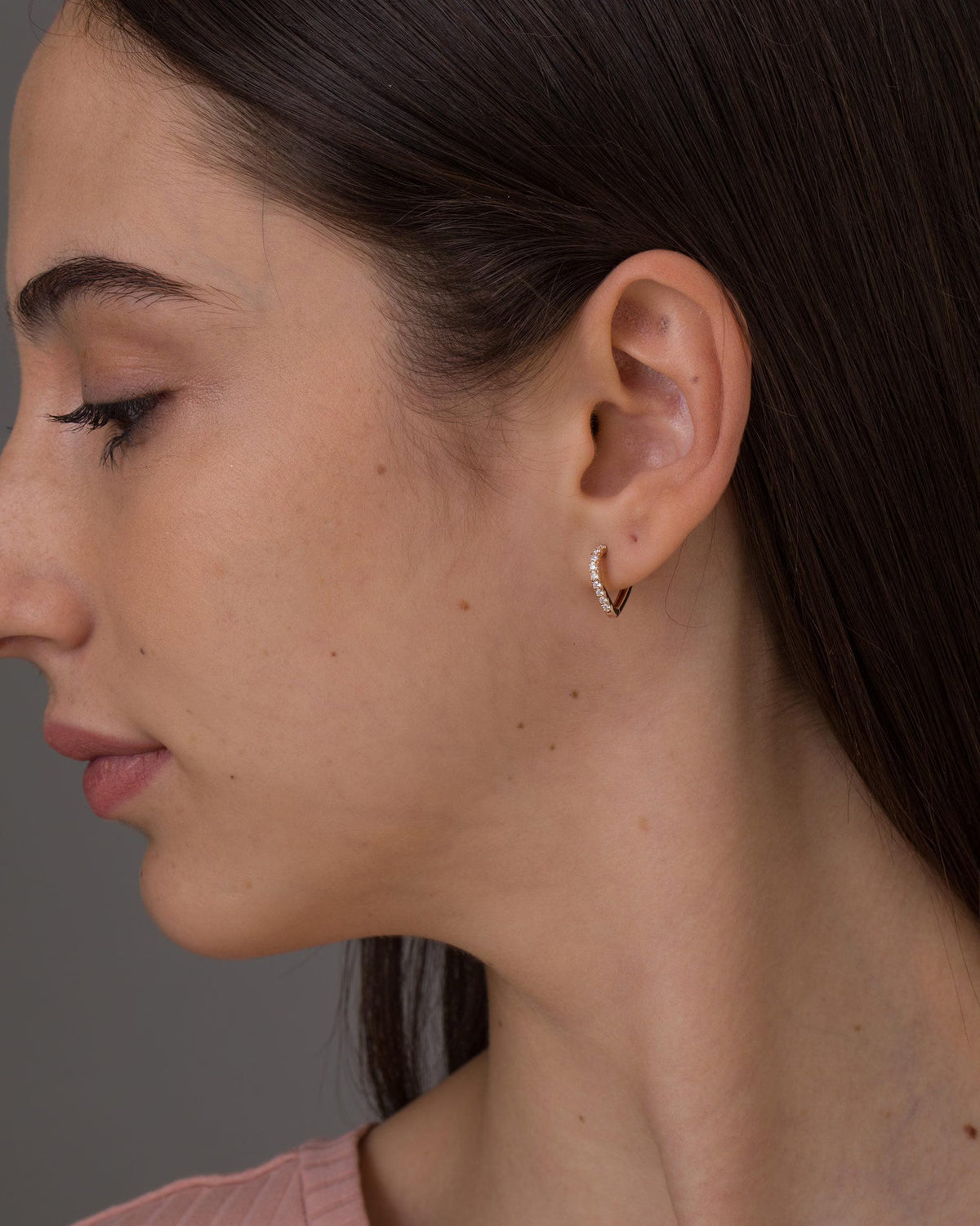 Diamond Heart Hoop Earrings – Lab Grown Diamond Huggies in 14K Gold, Birthday Gift for Her