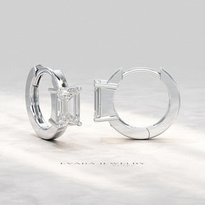 1.10 Carat Lab Grown Diamond Hoop Earrings: Emerald Cut, Wedding Gift