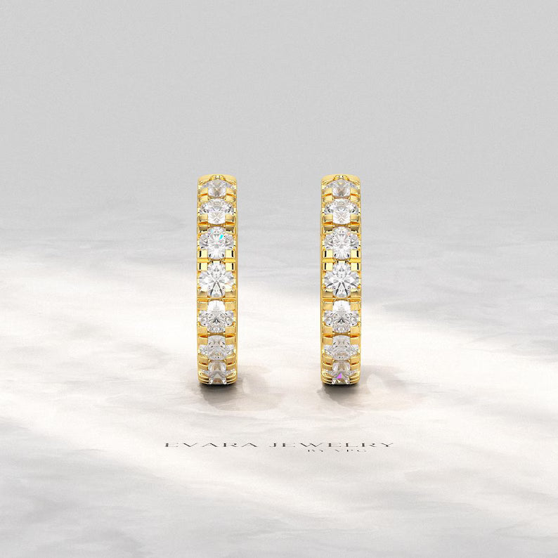Classic Lab Grown Diamond Pave Everyday Hoop Earrings: Dainty Hoops, Minimal Wedding Gift