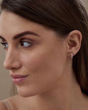 Lab Grown CVD Diamond Hoop Earrings: Three Stone Diamond Huggies, Birthday Gift for Her