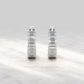 Baguette Cut Lab Grown Diamond Hoop Earrings: Art Deco Huggies, 14K Gold Everyday Wear