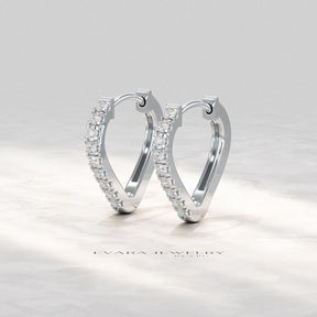 Diamond Heart Hoop Earrings – Lab Grown Diamond Huggies in 14K Gold, Birthday Gift for Her