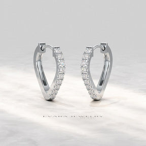 Diamond Heart Hoop Earrings – Lab Grown Diamond Huggies in 14K Gold, Birthday Gift for Her