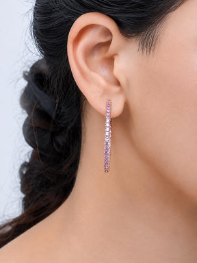 Natural Pink Sapphire Thin Inside Out Hoop Earrings: Luxury Big Hoops
