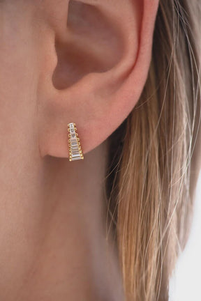 Baguette Cut Lab Grown Diamond Stud Earrings: Art Deco Earrings