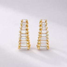 Baguette Cut Lab Grown Diamond Stud Earrings: Art Deco Earrings