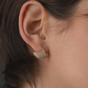 2.44 Carat Lab Grown Diamond Pave Stud Earrings: Art Deco Studs, 14K Yellow Gold