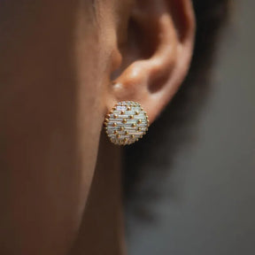 Lab Grown Diamond Art Deco Stud Earrings: 14K Solid Gold