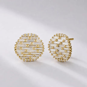 Lab Grown Diamond Art Deco Stud Earrings: 14K Solid Gold