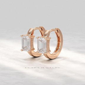 1.10 Carat Lab Grown Diamond Hoop Earrings: Emerald Cut, Wedding Gift