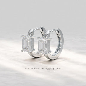 1.10 Carat Lab Grown Diamond Hoop Earrings: Emerald Cut, Wedding Gift