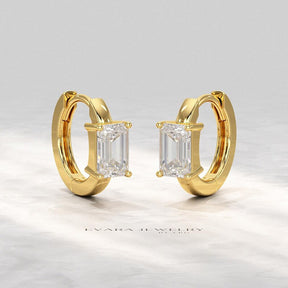 1.10 Carat Lab Grown Diamond Hoop Earrings: Emerald Cut, Wedding Gift