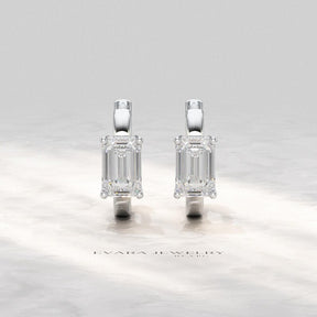 1.10 Carat Lab Grown Diamond Hoop Earrings: Emerald Cut, Wedding Gift