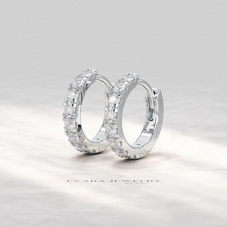 Classic Lab Grown Diamond Pave Everyday Hoop Earrings: Dainty Hoops, Minimal Wedding Gift