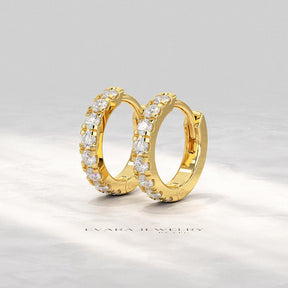 Classic Lab Grown Diamond Pave Everyday Hoop Earrings: Dainty Hoops, Minimal Wedding Gift