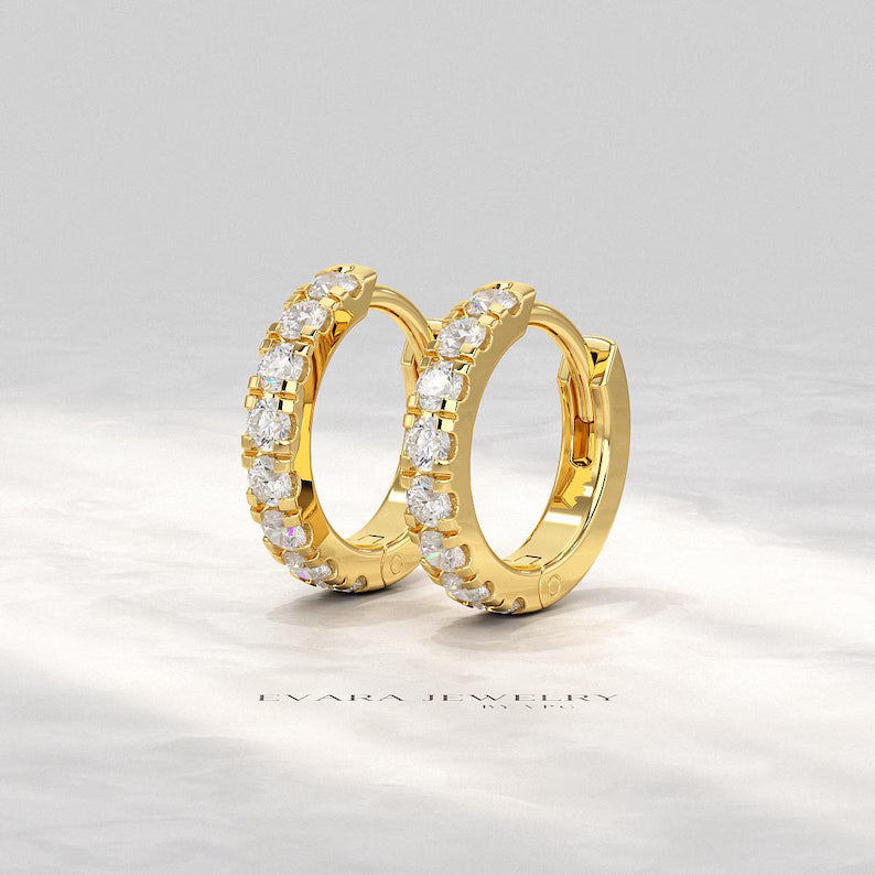 Classic Lab Grown Diamond Pave Everyday Hoop Earrings: Dainty Hoops, Minimal Wedding Gift