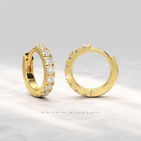 Classic Lab Grown Diamond Pave Everyday Hoop Earrings: Dainty Hoops, Minimal Wedding Gift