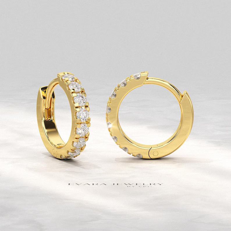 Classic Lab Grown Diamond Pave Everyday Hoop Earrings: Dainty Hoops, Minimal Wedding Gift