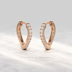 Diamond Heart Hoop Earrings – Lab Grown Diamond Huggies in 14K Gold, Birthday Gift for Her