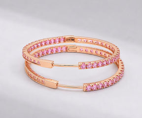 Natural Pink Sapphire Thin Inside Out Hoop Earrings: Luxury Big Hoops