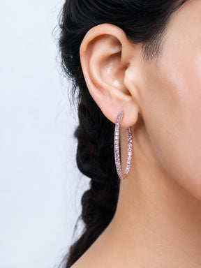 Natural Pink Sapphire Thin Inside Out Hoop Earrings: Luxury Big Hoops