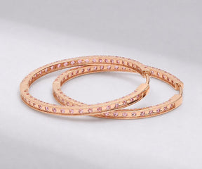 Natural Pink Sapphire Thin Inside Out Hoop Earrings: Luxury Big Hoops
