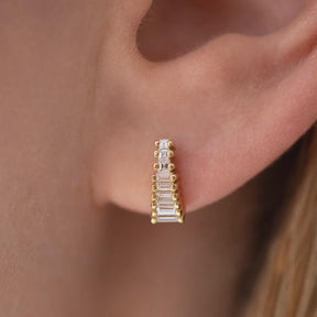Baguette Cut Lab Grown Diamond Stud Earrings: Art Deco Earrings